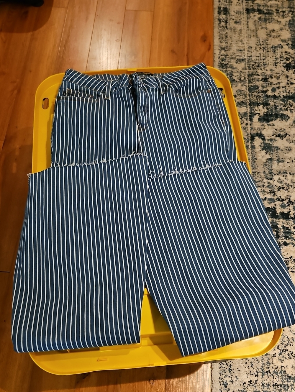Blue and White Striped, Super Flared  Judy Blue Jeans
